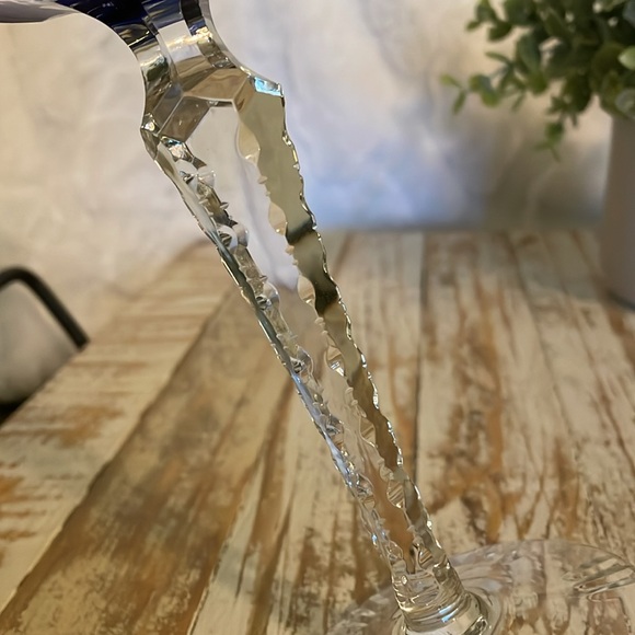 Bohemian Crystal German Vineyard Cobalt Blue Wine Glass Antique - Picture 6 of 6